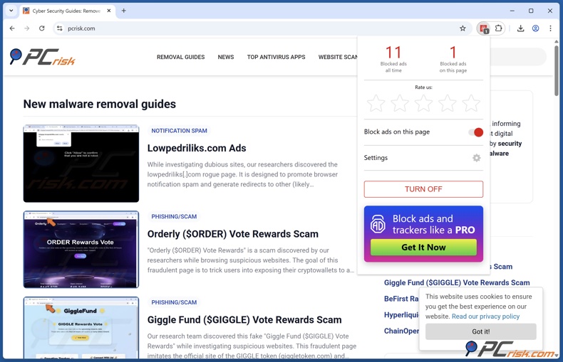 Adlock browsing extension