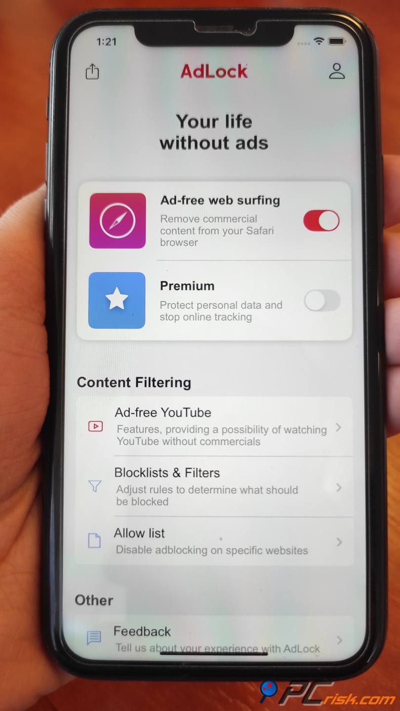 AdLock for iOS dashboard