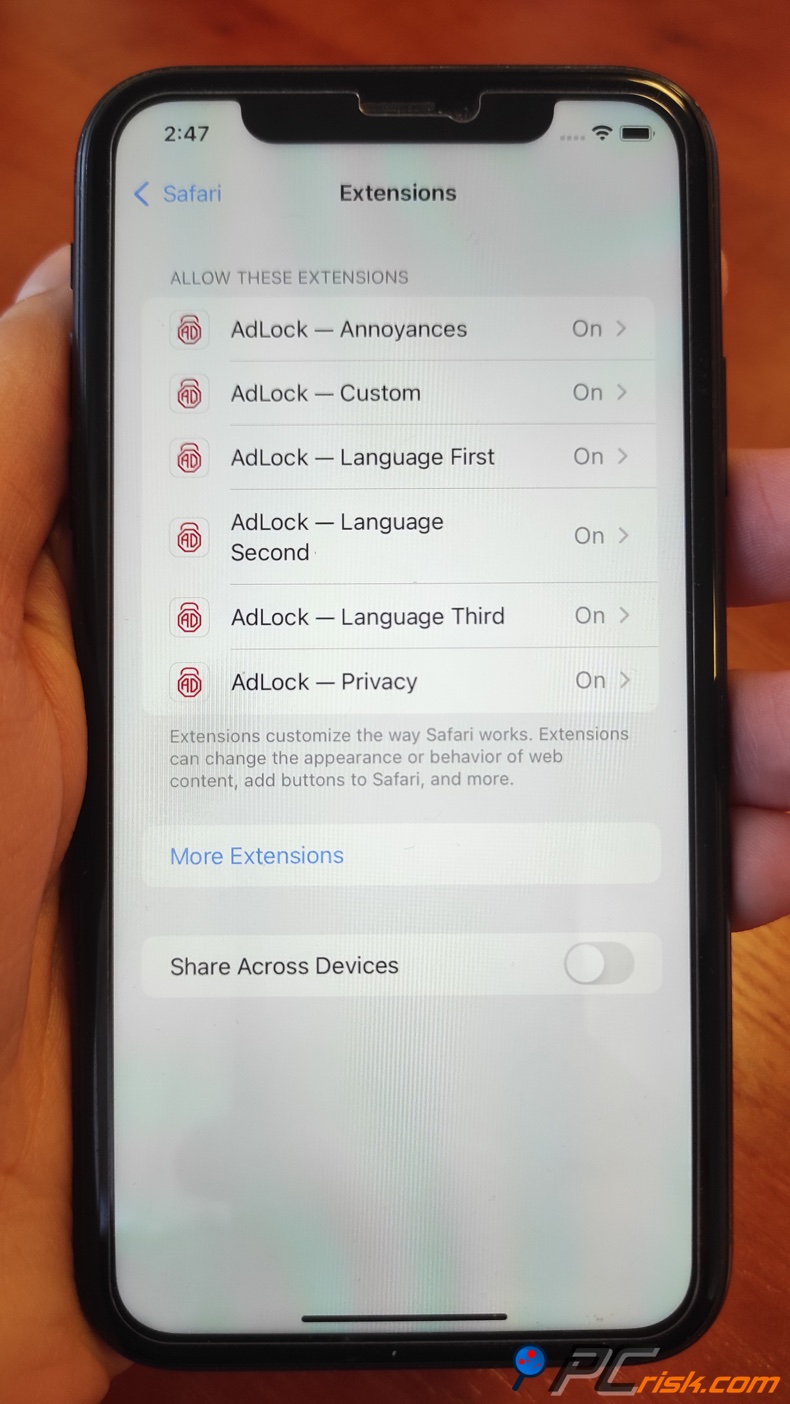 AdLock for iOS Safari extension