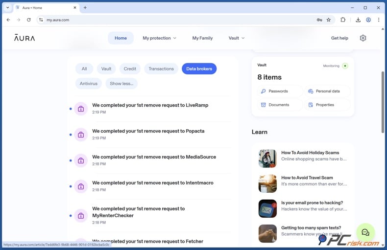 Aura Data Removal Reports