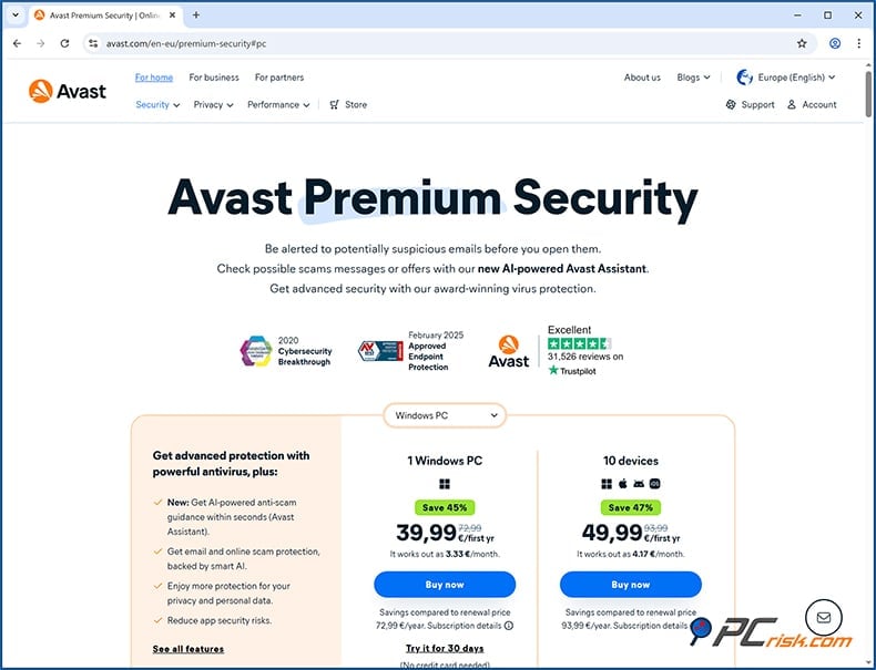 Avast Antivirus Pricing
