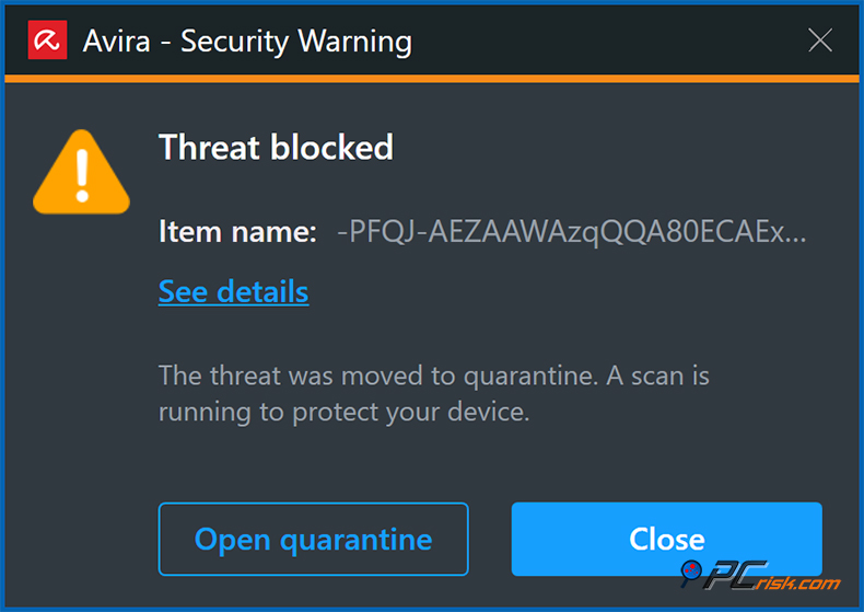 avira threat blocked notification