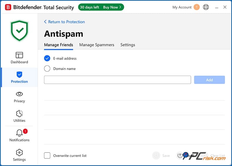 bitdefender anti-spam