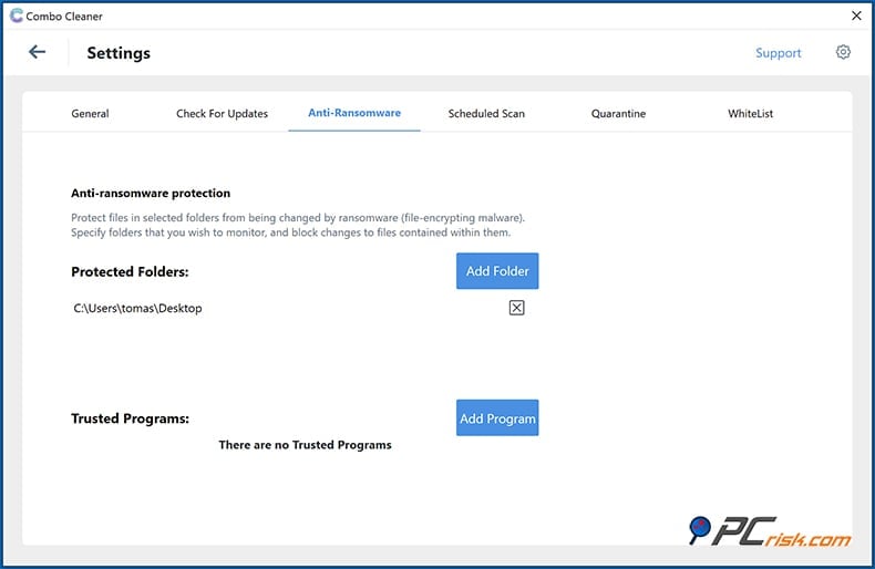 Combo Cleaner anti-ransomware feature