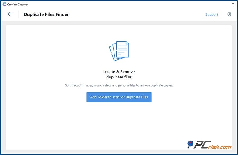 Combo Cleaner duplicate file finder feature on Windows