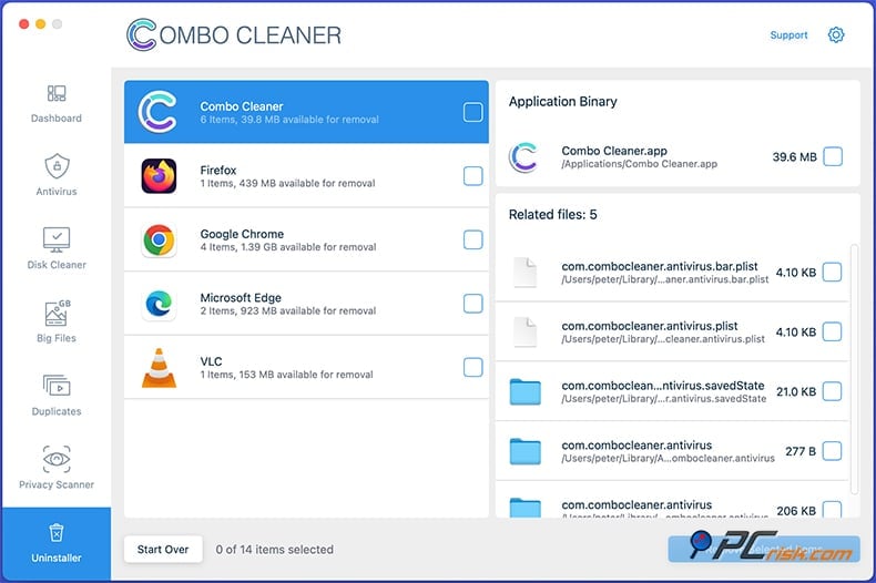 Combo Cleaner uninstaller macOS