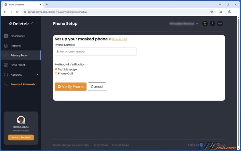DeleteMe Phone Masking