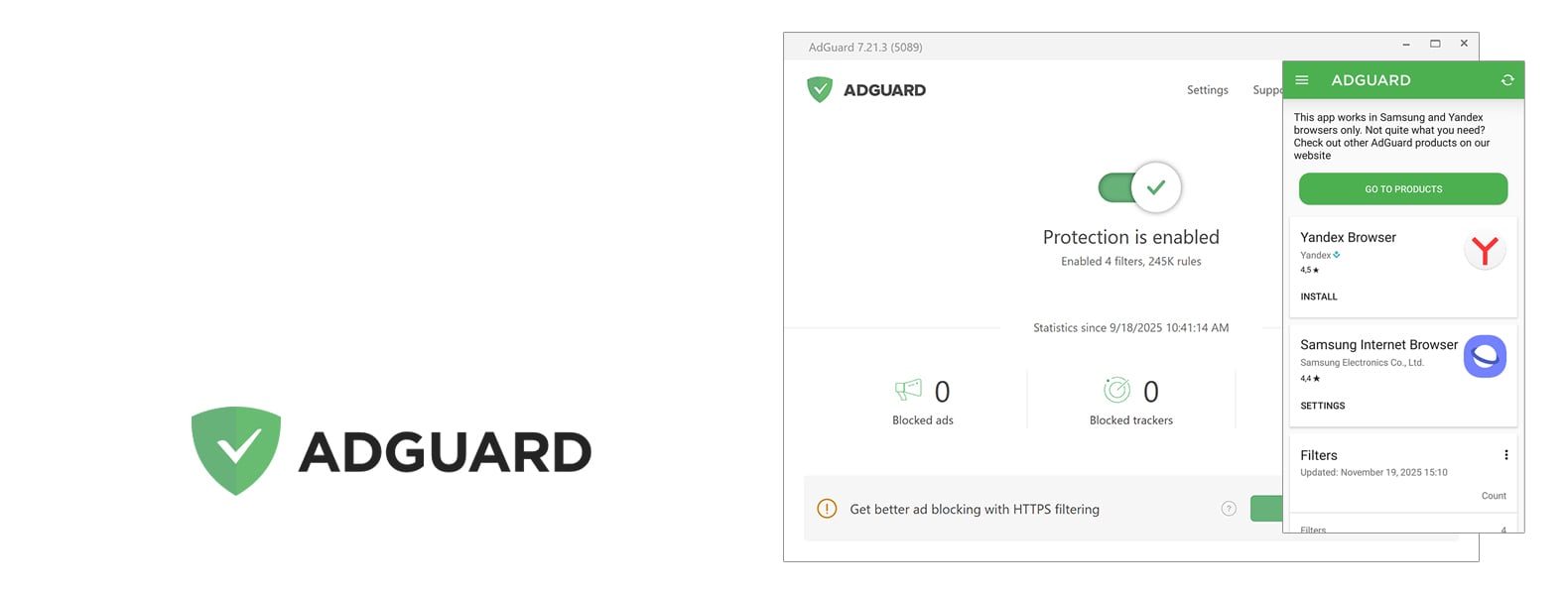 AdGuard top adblocker header