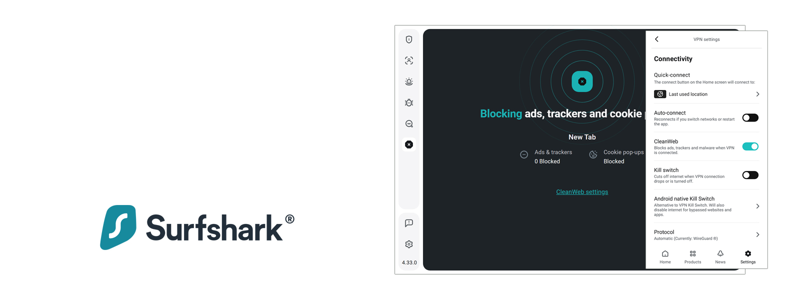 Surfshark CleanWeb top adblocker header