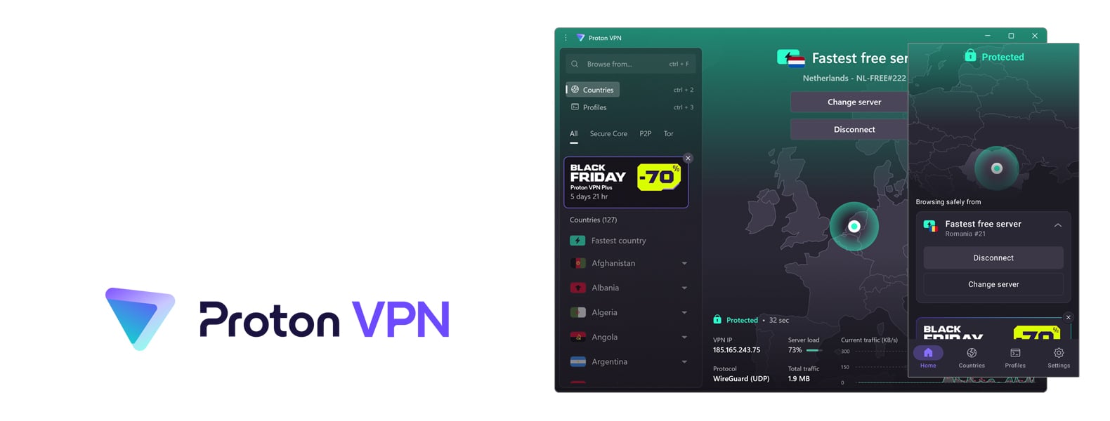 Proton top VPN header