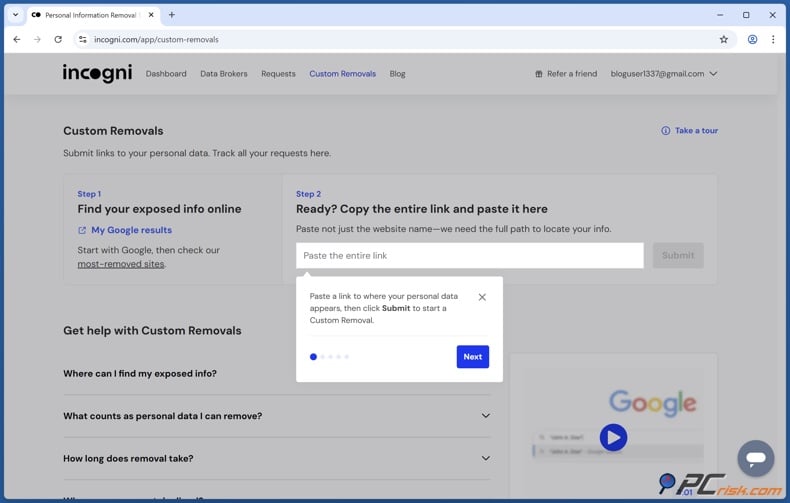Incogni Custom Removals