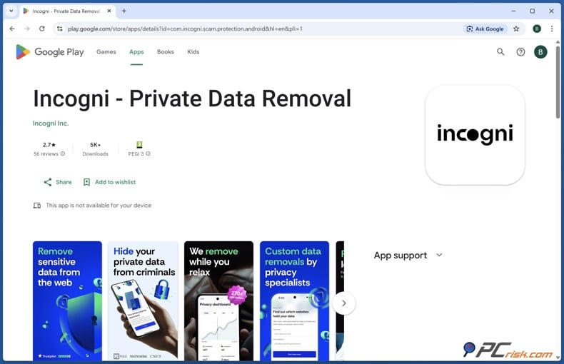 Incogni Private Data Removal App for Android on the Google Play Store