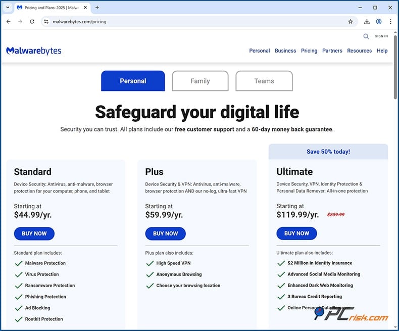 malwarebytes pricing