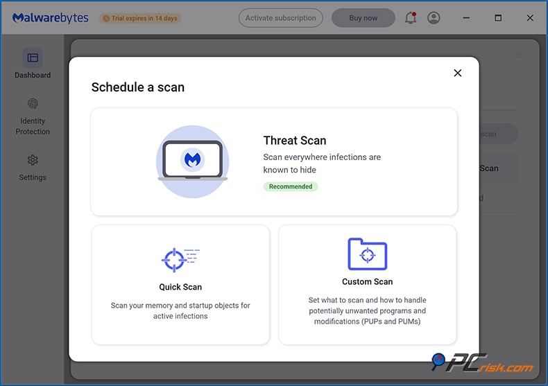 malwarebytes scan scheduling