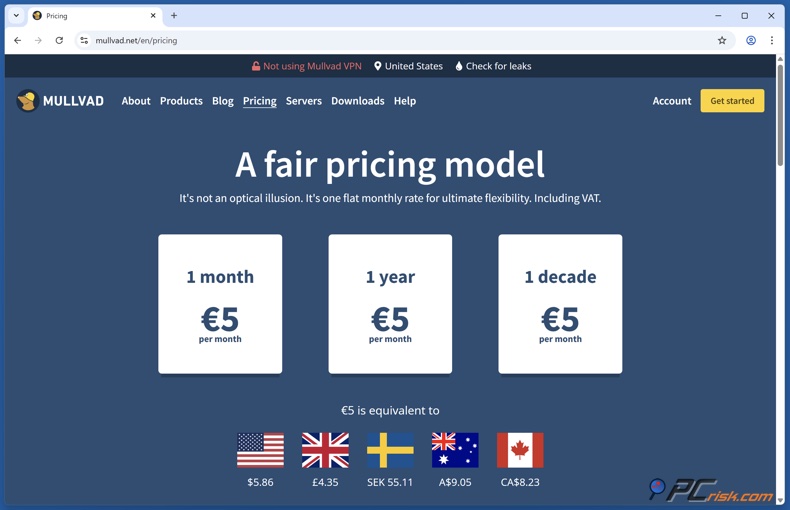 Mullivad pricing