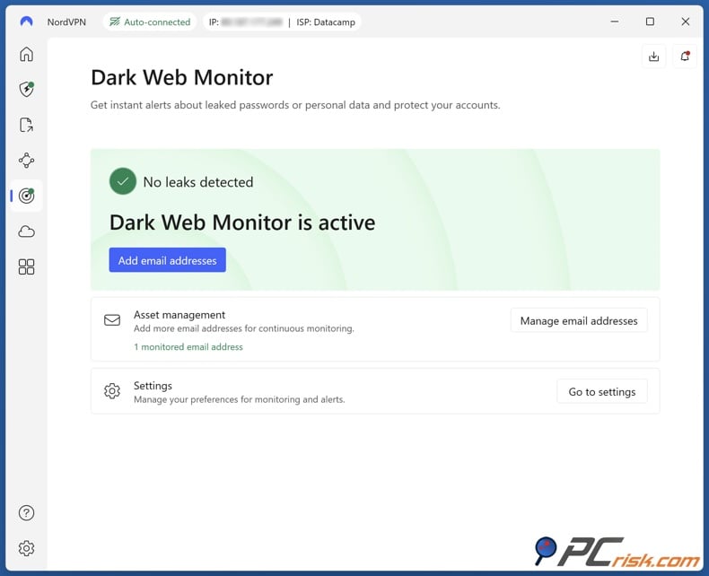NordVPN Dark Web Monitor