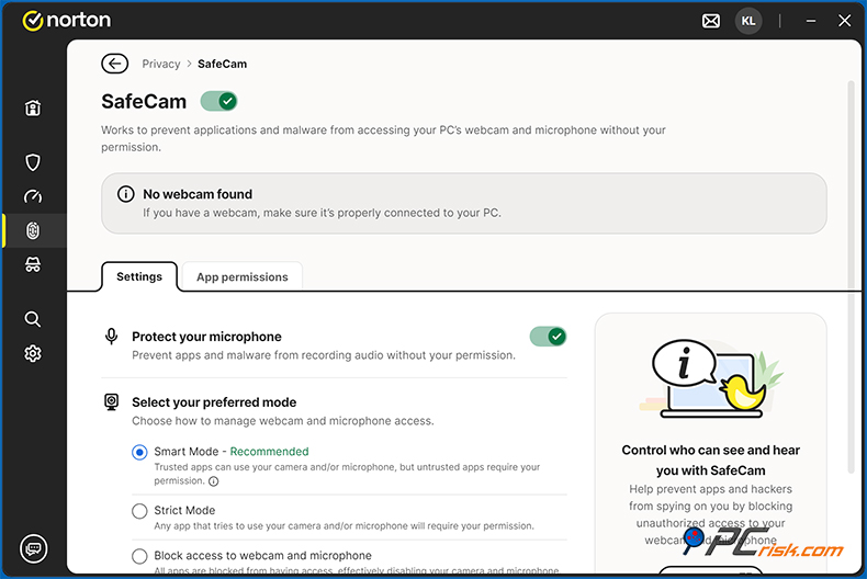 Norton 360 Deluxe SafeCam