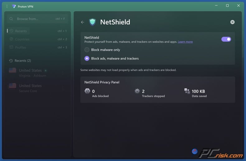 Proton VPN NetShield