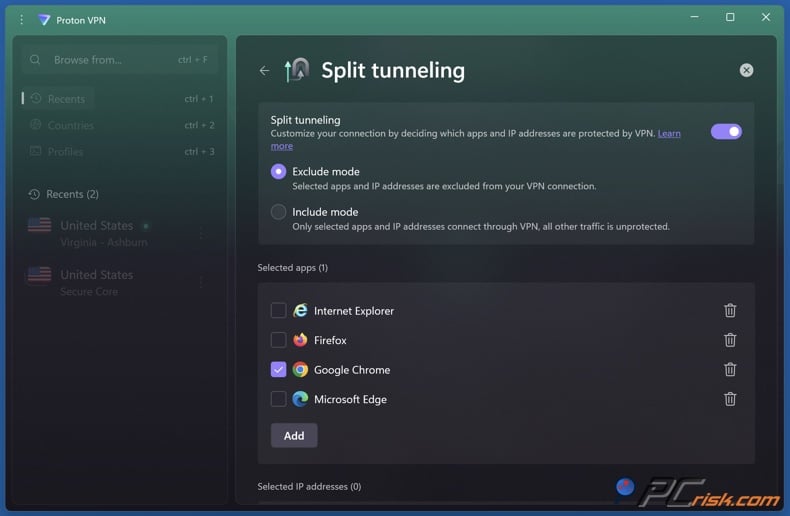 Proton VPN Splot Tunneling