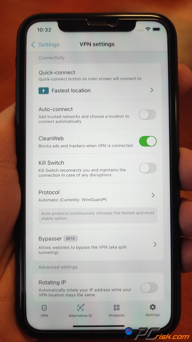 Surfshark for iOS CleanWeb