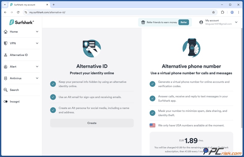 Surfshark VPN Alternate ID
