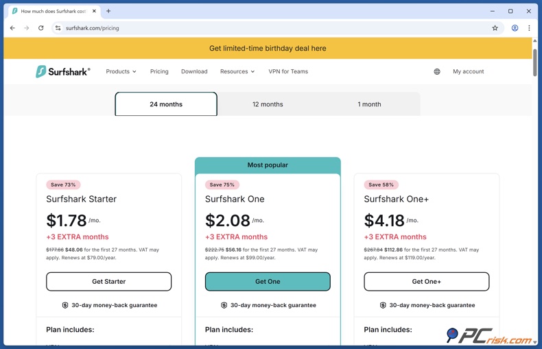 Surfshark 2-year pricing