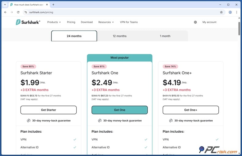 Surfshark 2-year pricing