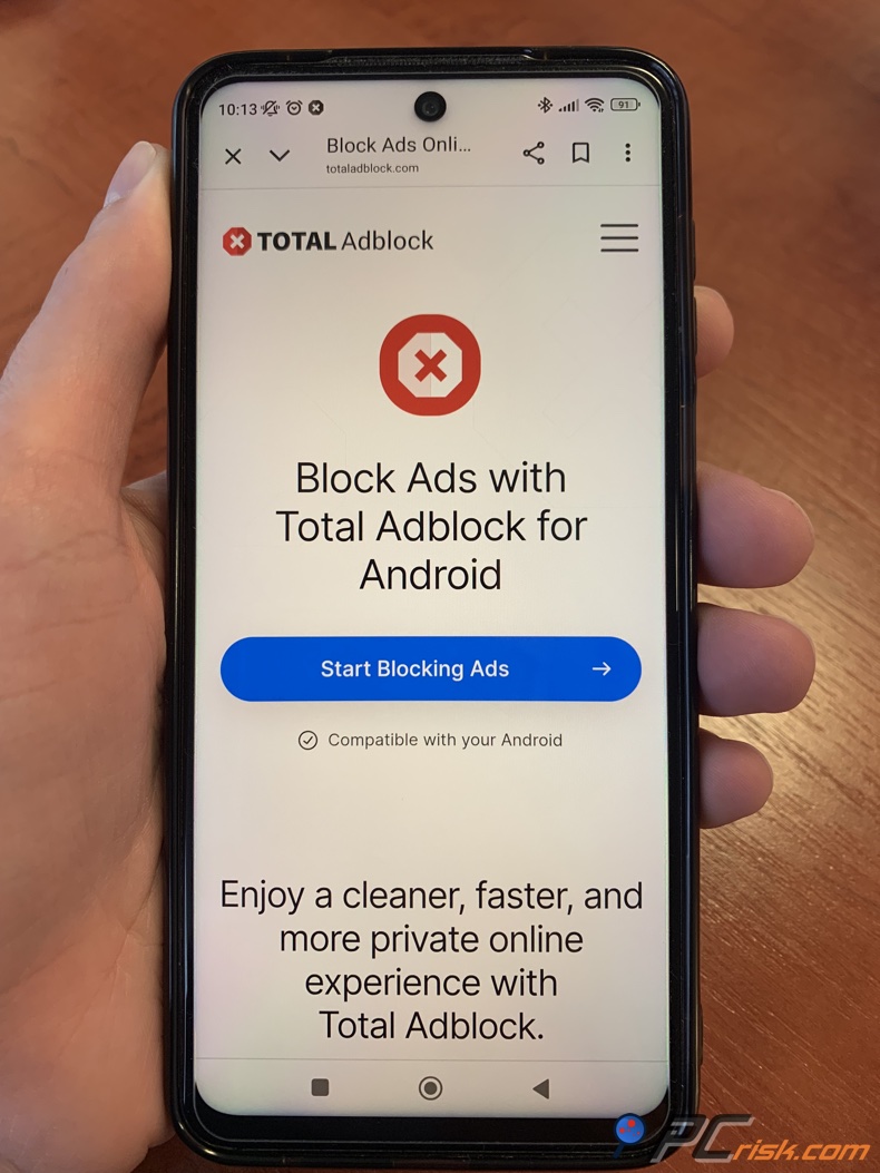 Total Adblock for Android download page