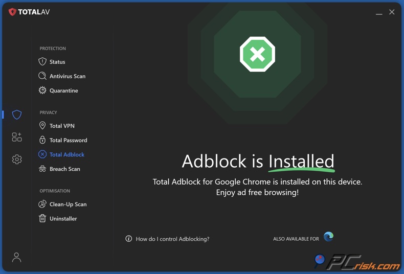 Total Adblock section in Total AV