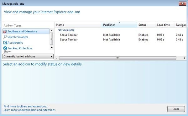 scour toolbar Internet Explorer