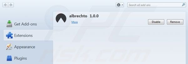 Removing albrechto from Mozilla Firefox step 2