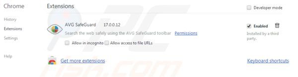 Removing AVG search from Google Chrome extensions