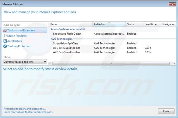 Avg search redirect removal from Intenret Explorer extensions