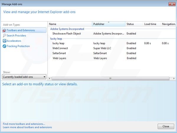 Removing Bizzybolt plugin from Internet  Explorer extensions step 2