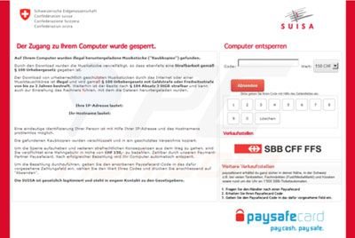 Browser piracy virus targeted at Switzerland