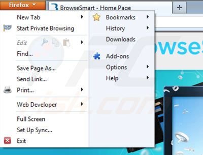 Removing Browsesmart from Mozilla Firefox step 1