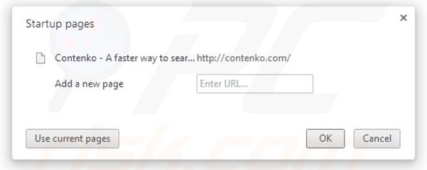 Removing contenko.com from Google Chrome homepage