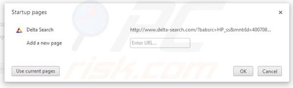 Delta Search homepage in Google Chrome