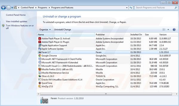 Feven uninstall
