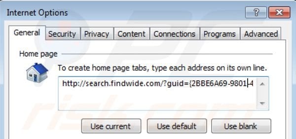 Removing search.findwide.com from Internet Explorer homepage