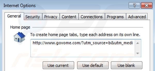 Removing Govome search from Internet Explorer homepage