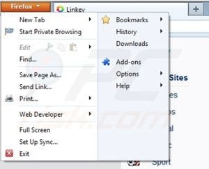 Removing Linkey from Mozilla Firefox step 1