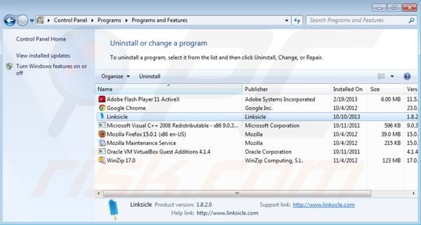 LinkSicle uninstall