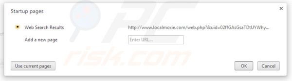 Localmoxie removal from Google Chrome homepage
