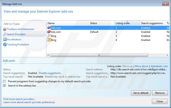 Removing Music toolbar from Internet Explorer default search engine