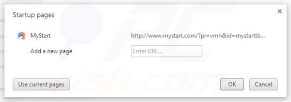 Removing mystart.com from Google Chrome homepage