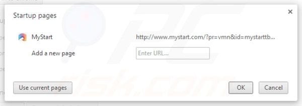 Removing mystart.com from Google Chrome homepage