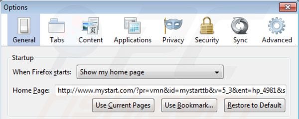 Removing mystart.com from Mozilla Firefox homepage