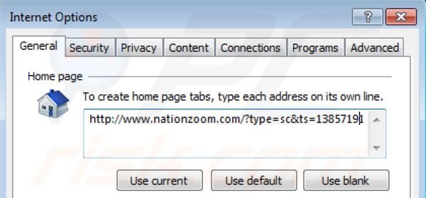Removing nationzoom.com from Internet Explorer homepage
