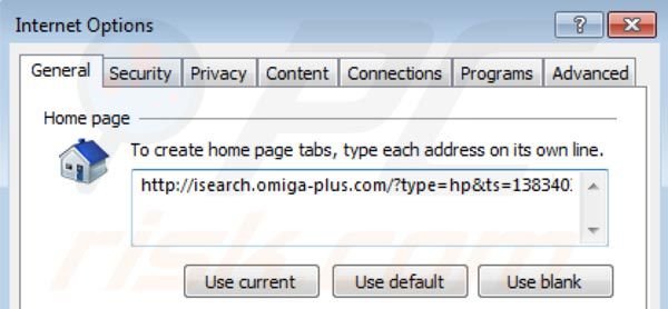 Omiga plus removal from Internet Explorer homepage